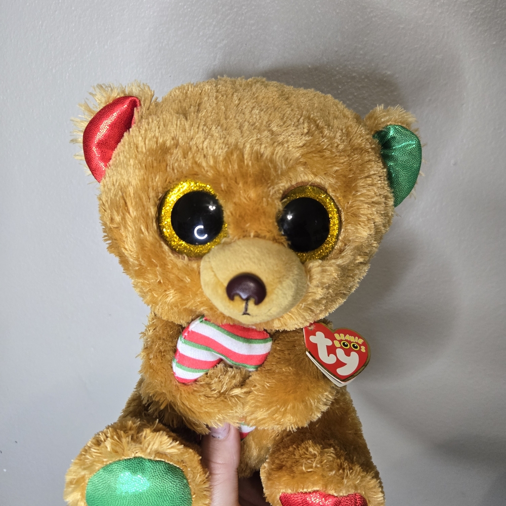Ty Plush Bear with Red and Green Accents
